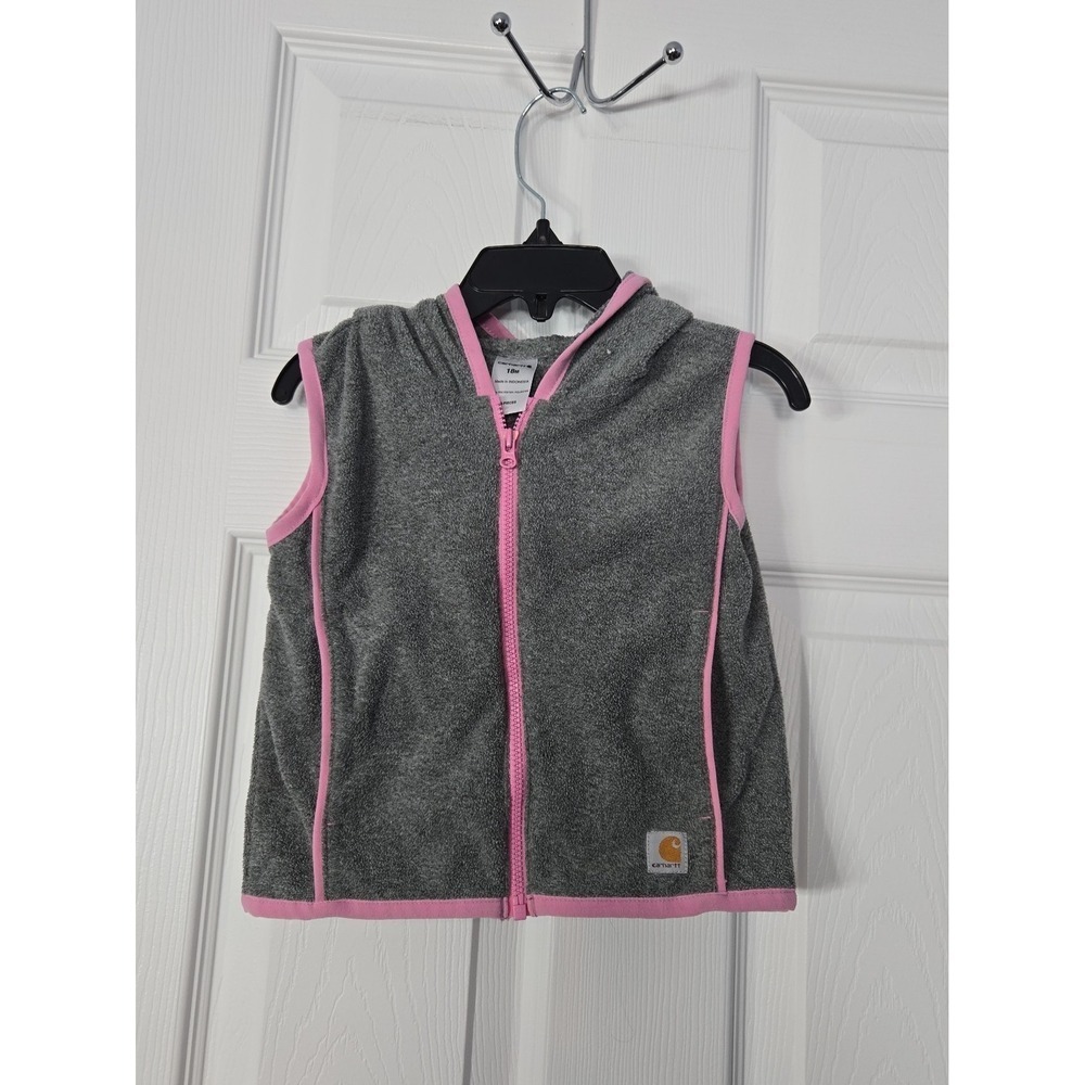 Carhartt Infant Hoodie Vest Size 18M Grey & Pink